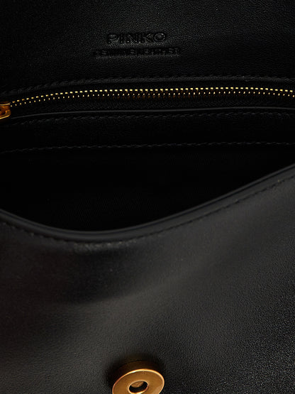 PINKO Black Calfskin Shoulder Bag