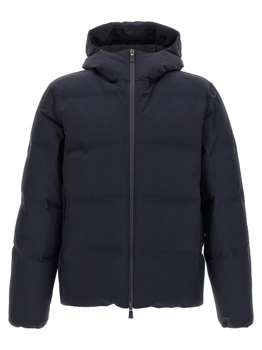 Hooded Puffer Jacket by Herno for men in polyamide plush & goose down blue features an on trend silhouette, showcasing refined pockets, hooded & insulated and a sophisticated hooded neckline for a truly on trend finish.