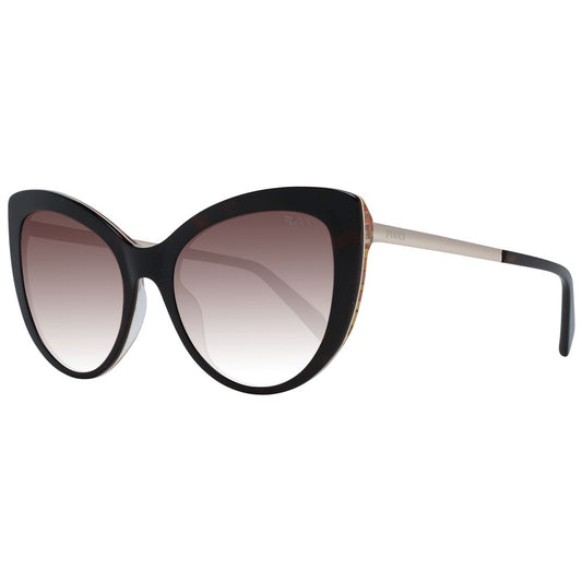 Sunglasses by Emilio Pucci for women in plastic and brown presents a enviable silhouette, featuring brown coloured frame and butterfly full-rim frame design with gradient category-2-medium-tint lens for a enviable look.