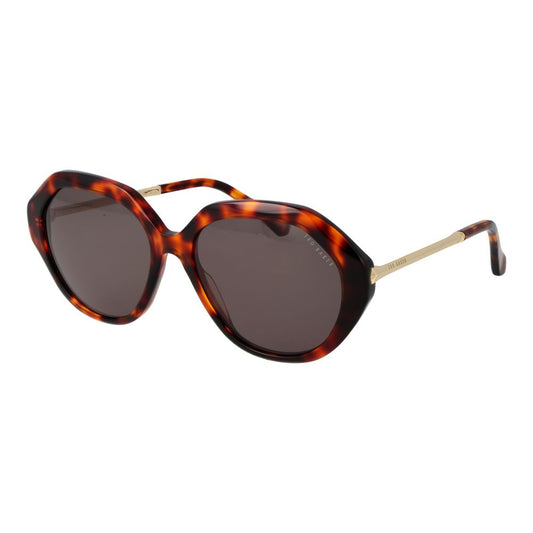 Sunglasses by Ted Baker for women in acetate and brown featuring an stylish full-rim frame design with a sophisticated brown coloured frame finish and high-performance non-polarized category-3-dark-tint lens.