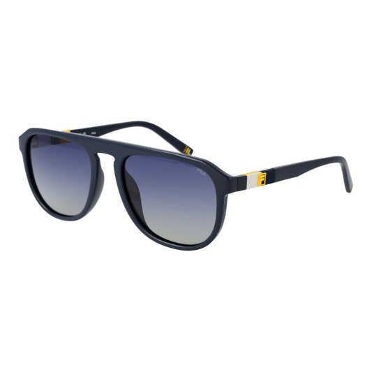 Sunglasses by Fila for unisex in rubber and blue featuring an stylish aviator full-rim frame design with a sophisticated blue coloured frame finish and high-performance gradient category-2-medium-tint lens.