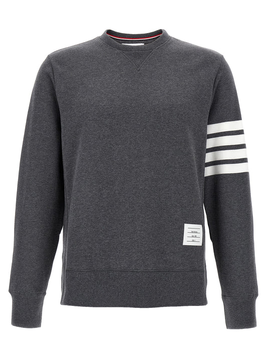 Sweatshirt by Thom Browne for men in cotton gray & striped features an magnificent silhouette, showcasing a sophisticated crew neckline and detail for a truly magnificent finish.