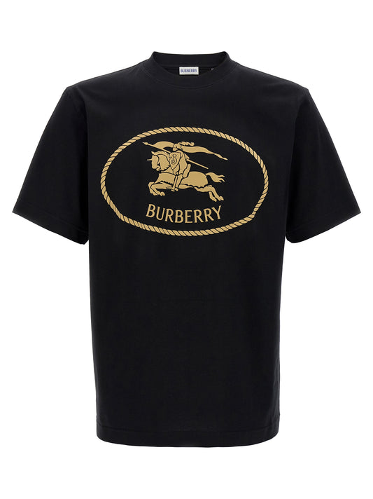 T-Shirt by Burberry for men in cotton black showcases a chic silhouette, artfully detailed with a chic crew neckline and short-sleeve for a chic finish.