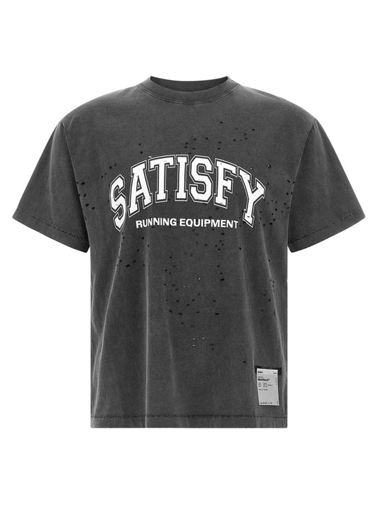T-Shirt by SATISFY for men in organic cotton black & print features a plush silhouette, showcasing a sophisticated and for a truly plush finish.