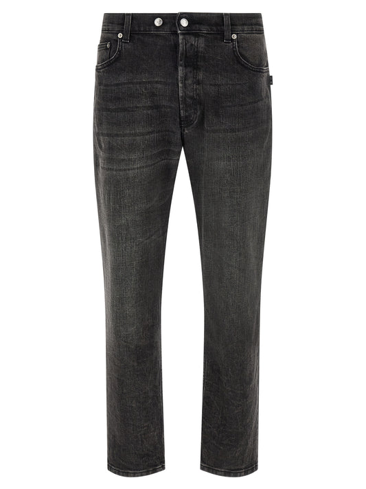 Jeans by Department 5 for men in stretch denim cotton polyester gradient, black & signature features a polished silhouette with a polished tapered-leg & cropped, reaching a polished cropped and finished with a polished .