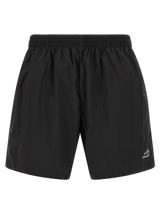 Activewear Shorts by Balenciaga for men in polyamide black features an versatile relaxed-fit with reflective, presenting a versatile short and designed for a versatile look.
