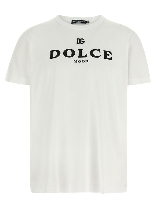 T-Shirt by Dolce & Gabbana for women in cotton white & print showcases a fashionable silhouette, elegantly detailed with a fashionable short-sleeve and crew neckline for a sophisticated, high-fashion look.