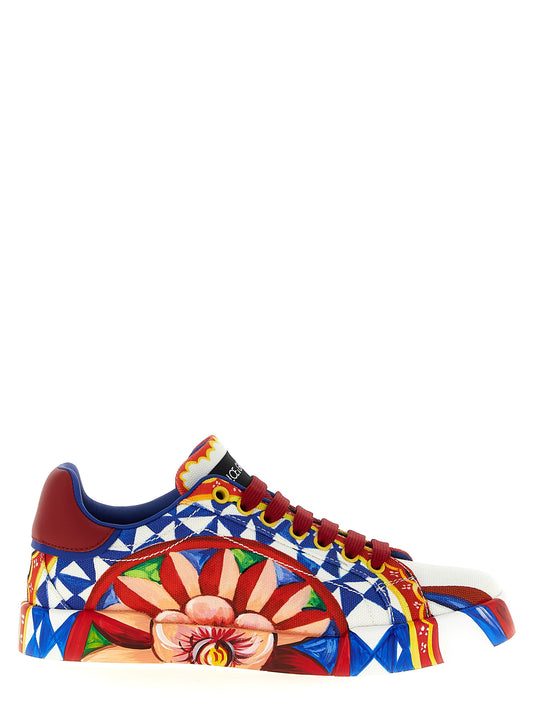 Sneakers by Dolce & Gabbana for women in calf leather cotton & rubber multicolor, red, yellow & print features an timeless silhouette from the Women's Low Top Calf Leather Cotton & Rubber Sneakers collection, showcasing a signature low-top style with an timeless finish.