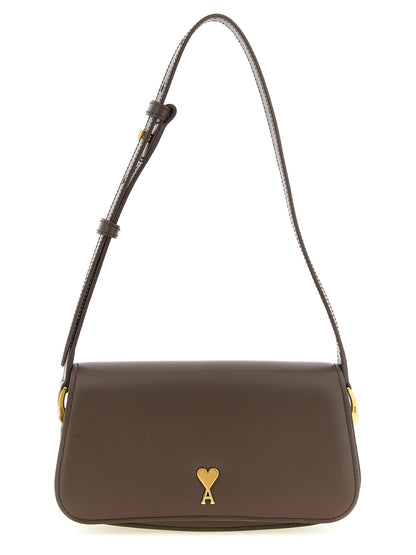 Ami Paris Brown Cowhide Shoulder Bag