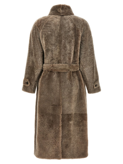 Brunello Cucinelli Brown Lamb Leather Coat