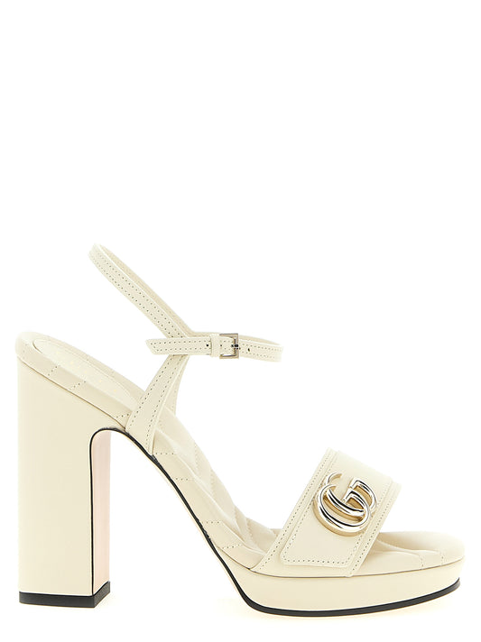 High-Heel Ankle Strap Sandals Pumps Heels by Gucci for women in calfskin leather white features an captivating silhouette, showcasing the elegant Women's Calfskin Leather High-Heel Ankle Strap Sandals Pumps Heels design with a high-heel and a sophisticated .