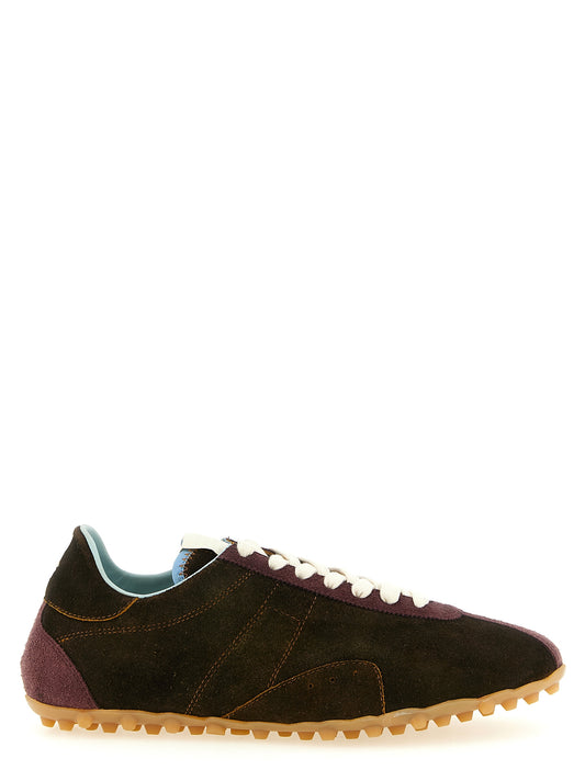 Athletic Sneakers by Maison Margiela for men in suede calfskin leather brown, burgundy, light-blue, natural, white, patterned & signature features an timeless silhouette from the Men's Athletic Suede Calfskin Leather Sneakers collection, showcasing a timeless athletic style for a timeless look.
