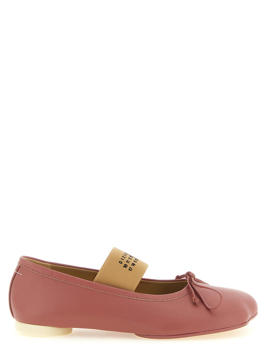 Ballet Flat Shoes by MM6 Maison Margiela for women in lambskin leather multicolor, pink, white & signature showcases a dynamic silhouette, artfully capturing Women's Lambskin Leather Ballet Flat Shoes through its distinctive and elegant .