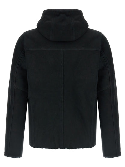 GIORGIO BRATO Black Lamb Leather Sweatshirt