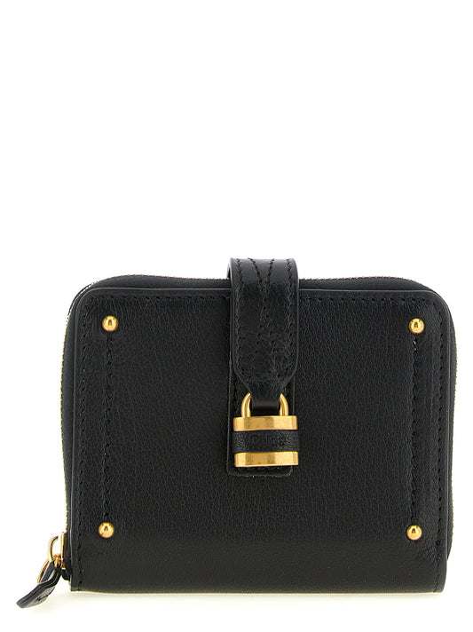 Cardholder Card Case by Chloé for women in buffalo leather black, gold & signature features a refined silhouette, showcasing the elegant lines of the Paddington Buffalo Leather Cardholder Card Case alongside premium card-organization zip-around coin-purse for a refined finish.