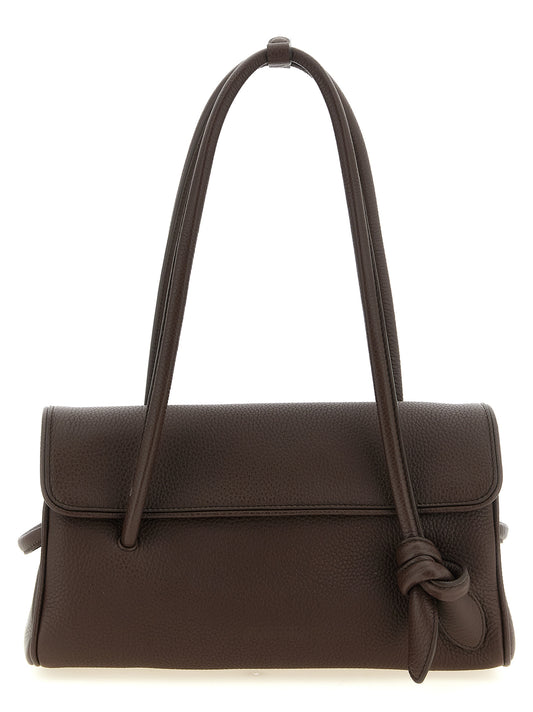 Shoulder Pouch Bag by Jacquemus for women in bos taurus calfskin leather brown & natural presents a versatile silhouette, showcasing a secure zipper and versatile with versatile shoulder-strap & handle for a sophisticated look.