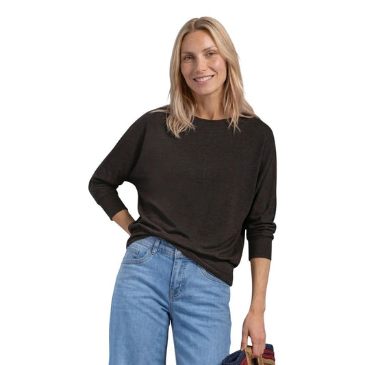 Street One Women's Relaxed Fit Long-Sleeve Stretch Viscose T-Shirt - Brown