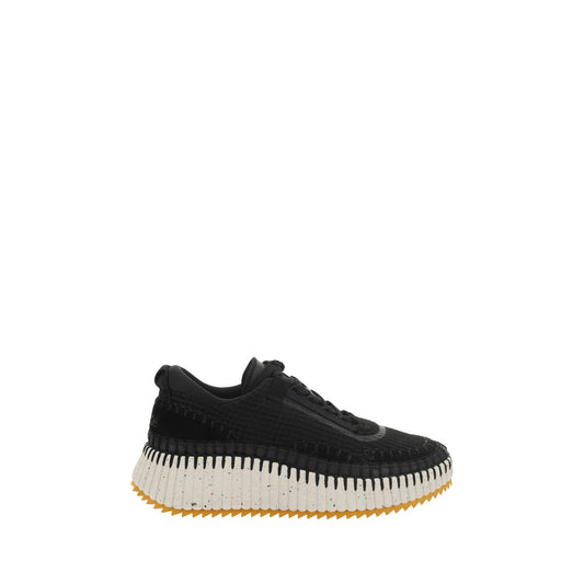 Athletic Sneakers by Chloé for women in nylon polyester & cotton black & monogram features an exquisite silhouette, showcasing the premium athletic style of the Women's Athletic Nylon Polyester & Cotton Sneakers with an exquisite finish.