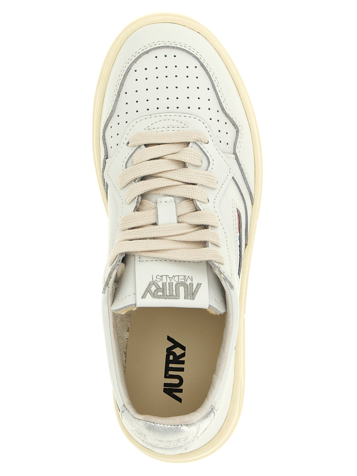 Sneakers by Autry for women in cowhide leather silver presents a impeccable silhouette as Women's Low Top Cowhide Leather Sneakers, expertly defined by a impeccable low-top style for a impeccable, high-fashion look.
