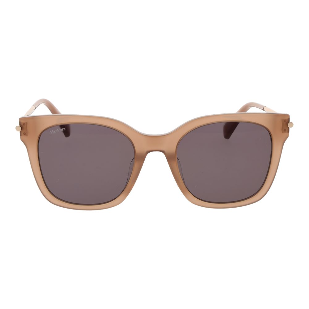 Sunglasses by Max Mara for women in acetate and beige presents a enviable silhouette, featuring beige coloured frame and butterfly full-rim frame design with non-polarized category-3-dark-tint lens for a enviable look.