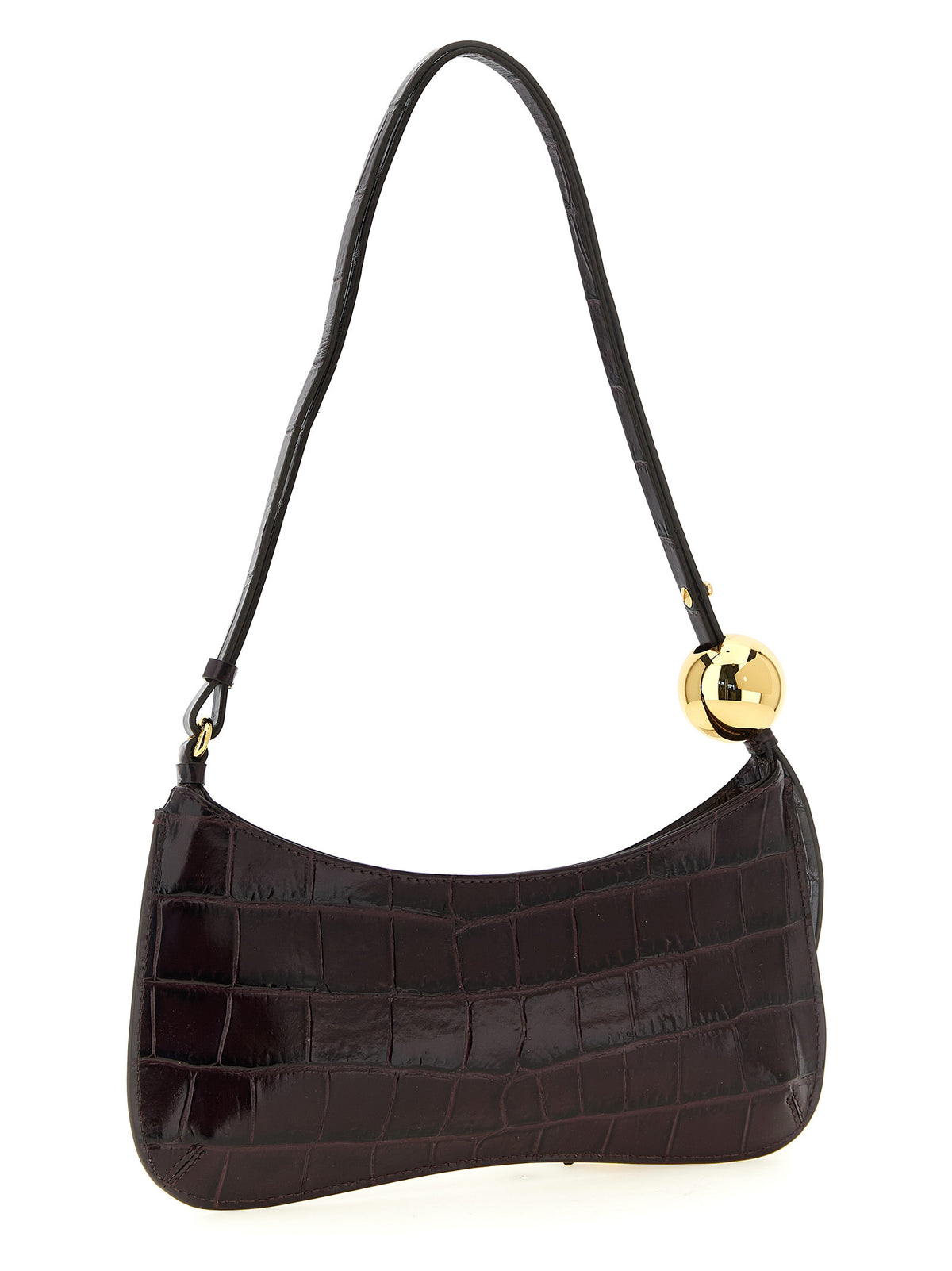 Shoulder Bag by Jacquemus for women in canvas crocodile & calf leather bordeaux, gold & print features an effortlessly chic silhouette with a secure zipper, ample , and versatile shoulder-strap & adjustable-strap for effortlessly chic everyday luxury.