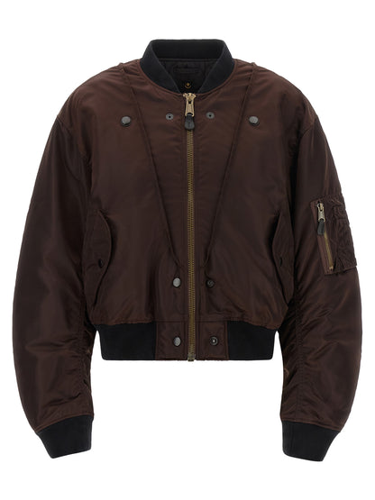 Bomber Jacket by Maison Margiela for women in modacrylic & polyamide black, brown & patterned features an on trend silhouette, showcasing refined pockets and a sophisticated for a truly on trend finish.