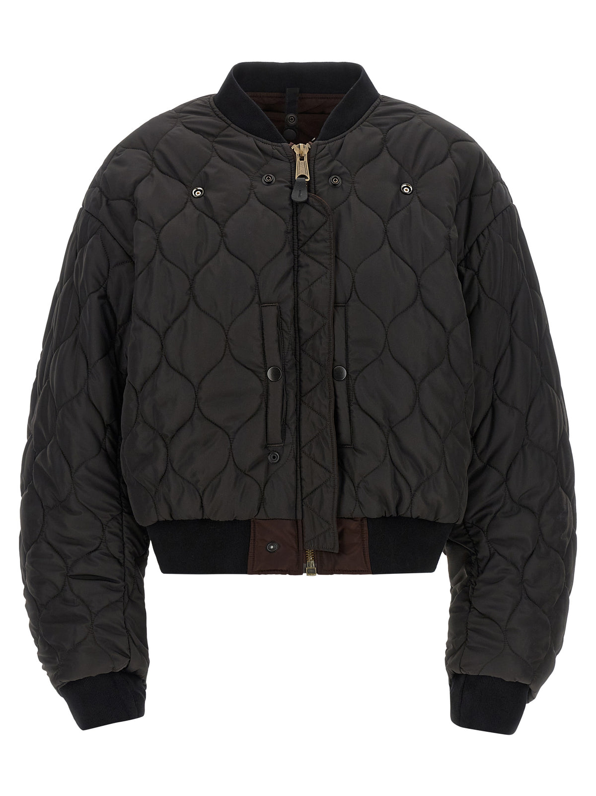 Bomber Jacket by Maison Margiela for women in modacrylic & polyamide black, brown & patterned features a city-ready silhouette, detailed with pockets and a city-ready .