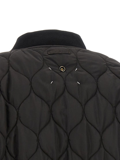 Bomber Jacket by Maison Margiela for women in modacrylic & polyamide black, brown & patterned presents a effortlessly chic silhouette, showcasing a sophisticated and premium pockets for a truly effortlessly chic finish.