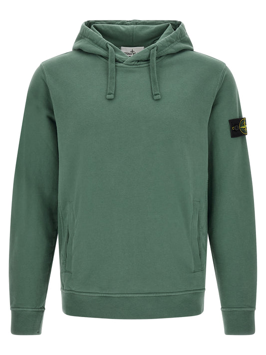 Sweatshirt Hoodie by Stone Island for men in stretch cotton bicolour & green features an luminous silhouette, showcasing a sophisticated hooded neckline and for a truly luminous look.