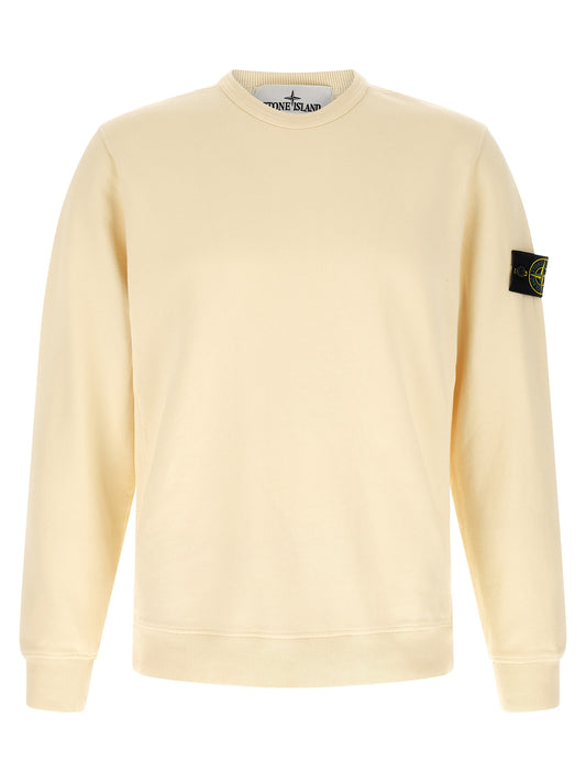 Sweatshirt by Stone Island for men in stretch cotton ivory & white features an exquisite silhouette, showcasing and details for a exquisite look.