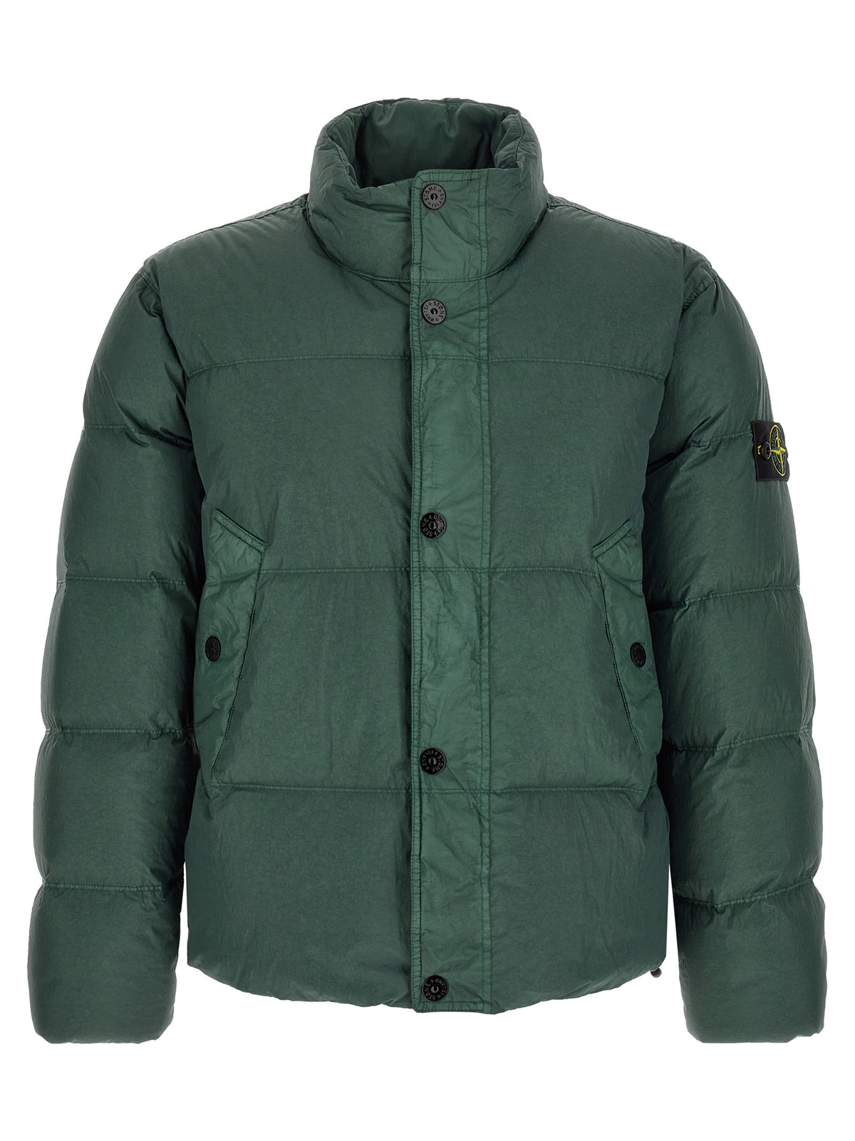 Puffer Jacket by Stone Island for men in nylon bicolour & green features an on trend silhouette, showcasing refined thermal, lightweight, pockets & insulated and a sophisticated for a truly on trend finish.