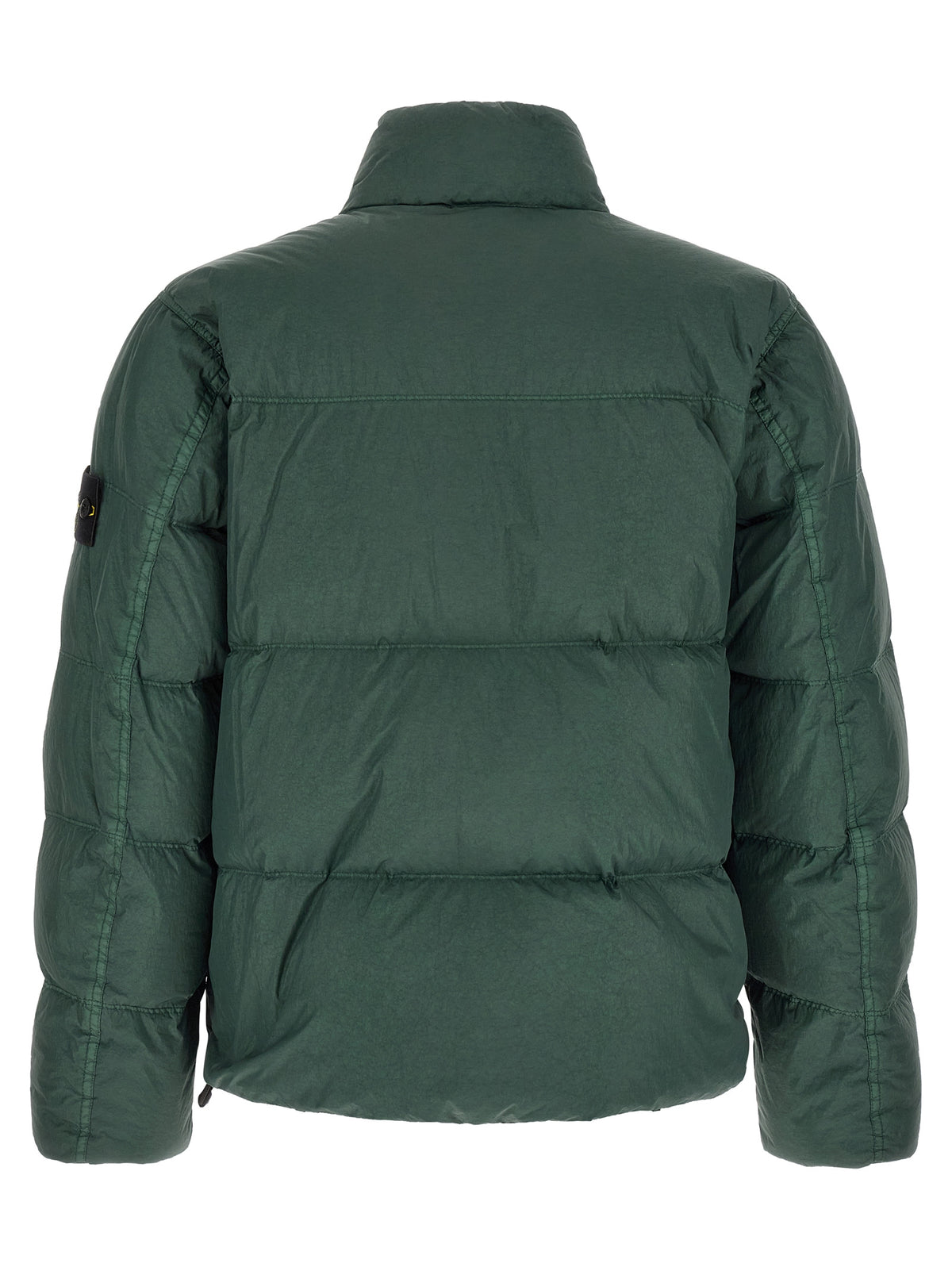 Puffer Jacket by Stone Island for men in nylon bicolour & green features a dramatic silhouette, showcasing a sophisticated and distinctive thermal, lightweight, pockets & insulated for a dramatic aesthetic.