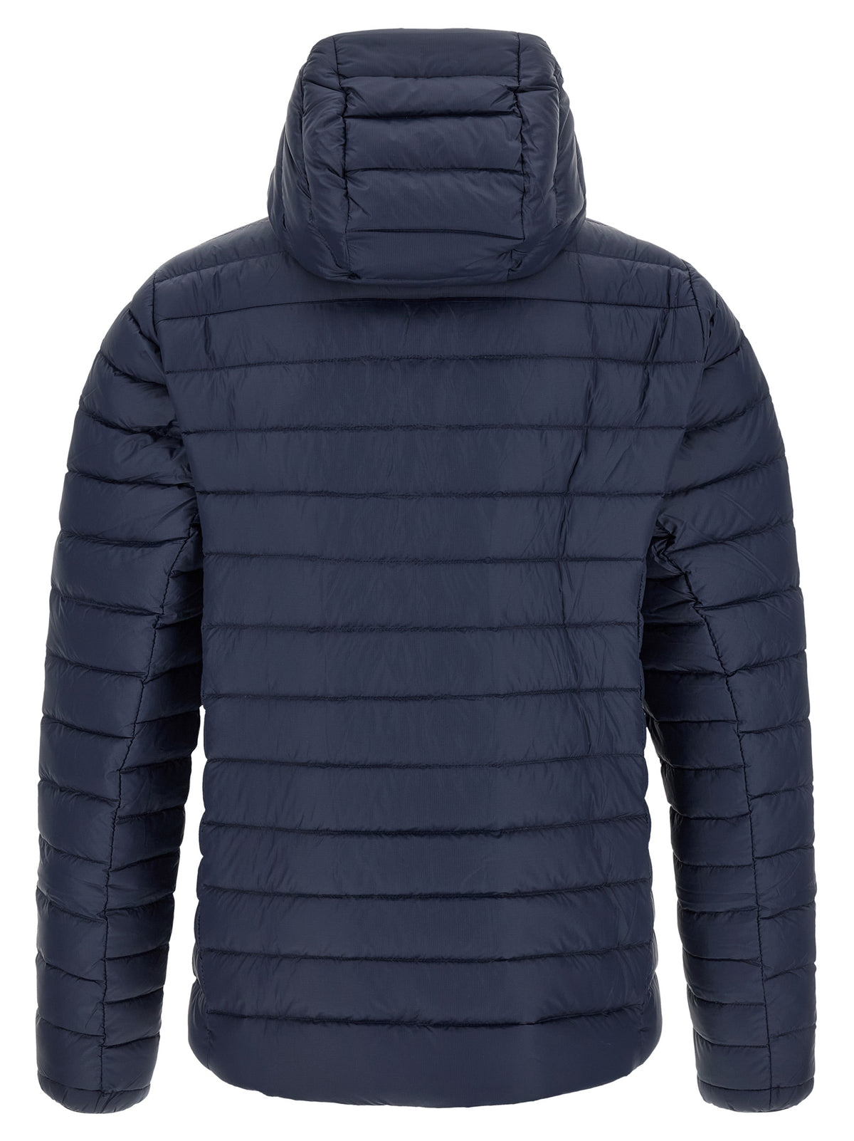 This Hooded Puffer Jacket by PATAGONIA for men in nylon navy exhibits a edgy silhouette, meticulously detailed with functional thermal, pockets, hooded & insulated and a edgy hooded neckline for a edgy finish.