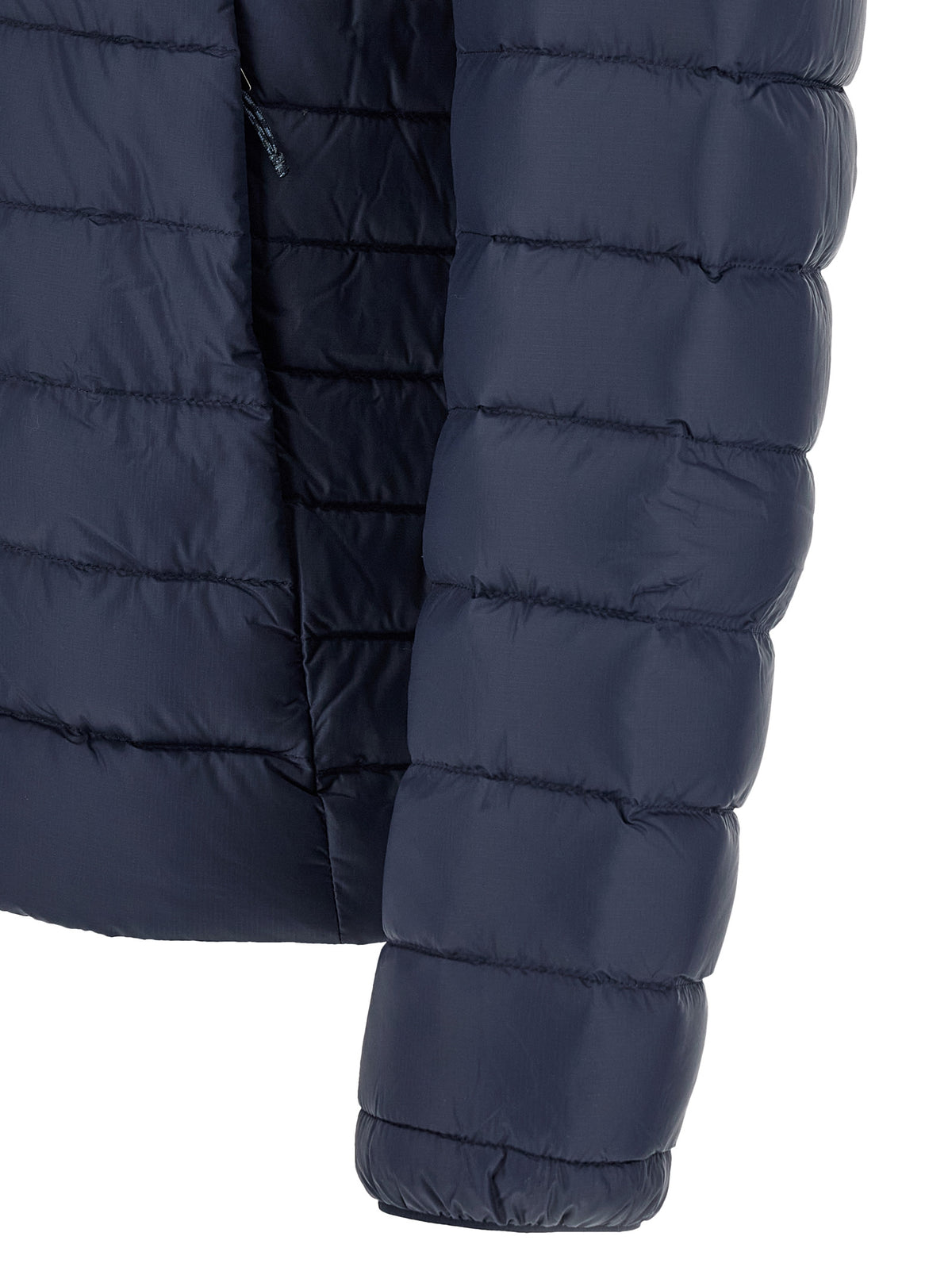 Hooded Puffer Jacket by PATAGONIA for men in nylon navy features an contemporary silhouette, showcasing a sophisticated and contemporary thermal, pockets, hooded & insulated for a truly refined look.