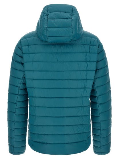 Hooded Puffer Jacket by PATAGONIA for men in nylon blue presents a effortlessly chic silhouette, showcasing a sophisticated hooded neckline and premium thermal, hooded & insulated for a truly effortlessly chic finish.