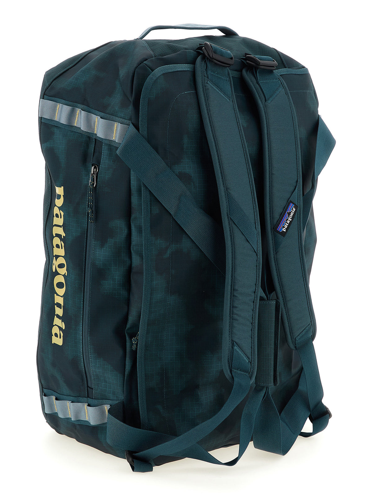Travel Backpack by PATAGONIA for men in polyester & mesh black, light-blue, teal & patterned presents a versatile Black Hole Polyester & Mesh Travel Backpack design, showcasing a secure with ample and versatile backpack-strap, adjustable-strap & handle for a versatile finish.