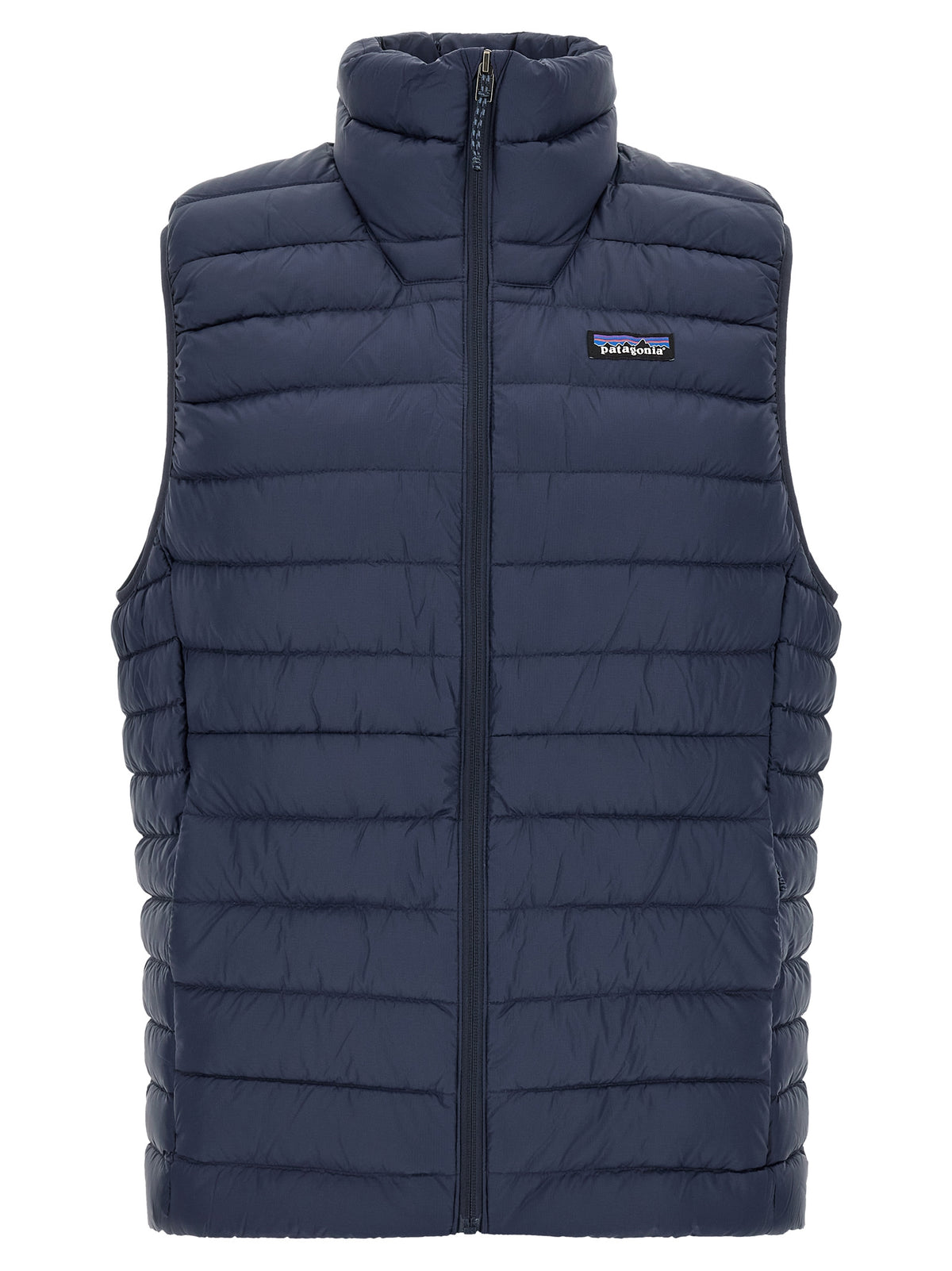 Vest by PATAGONIA for men in nylon fabric navy features a enviable silhouette, elegantly detailed with a enviable high-neck neckline and functional windproof, pockets & insulated for a enviable finish.