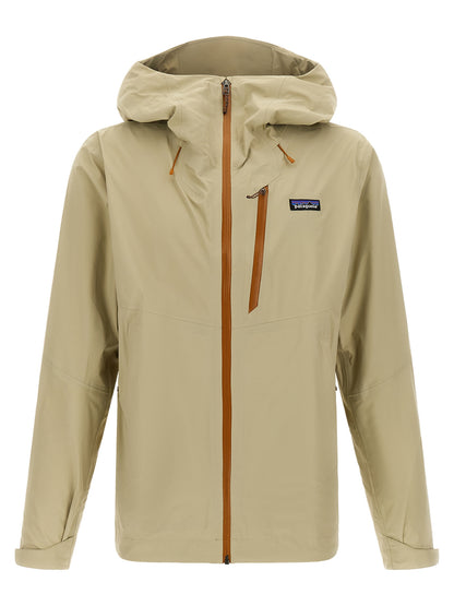 Hooded Windbreaker Jacket by PATAGONIA for men in nylon beige showcases a urban chic silhouette, detailed with a urban chic hooded neckline and functional water-resistant, pockets, hooded & windproof for a polished finish.