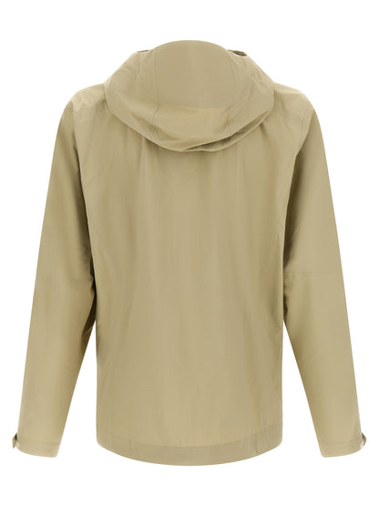 Hooded Windbreaker Jacket by PATAGONIA for men in nylon beige features an magnificent silhouette, showcasing the sophisticated hooded neckline and functional water-resistant, pockets, hooded & windproof for a premium, magnificent look.