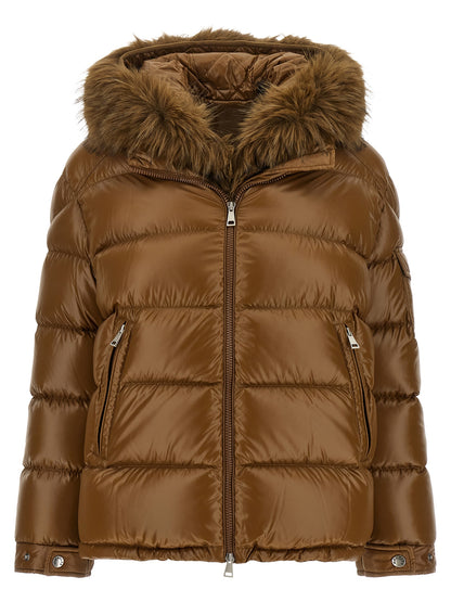 Moncler Women's Down Felt Fur Nylon & Polyamide Puffer Jacket - Brown Signature