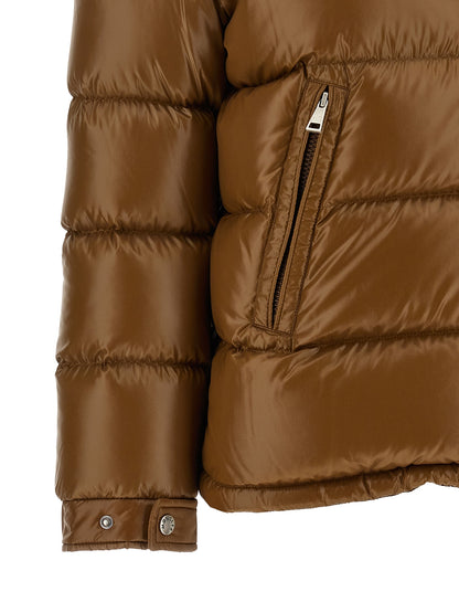 Moncler Women's Down Felt Fur Nylon & Polyamide Puffer Jacket - Brown Signature