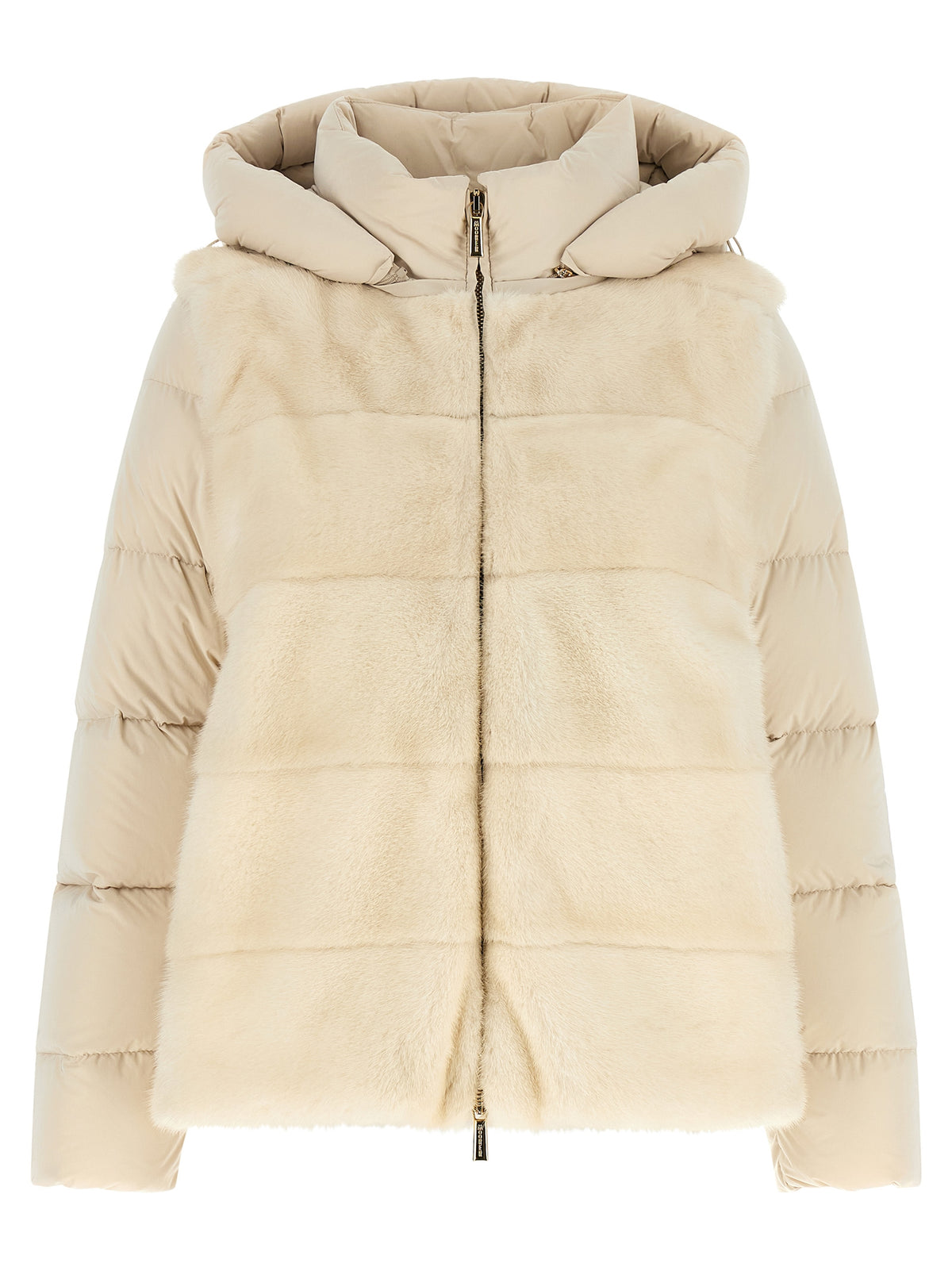 Hooded Jacket by MooRER for women in cashmere wool white showcases a enveloping silhouette, artfully detailed with a enveloping hooded neckline and premium hooded, insulated & windproof for a truly enveloping finish.