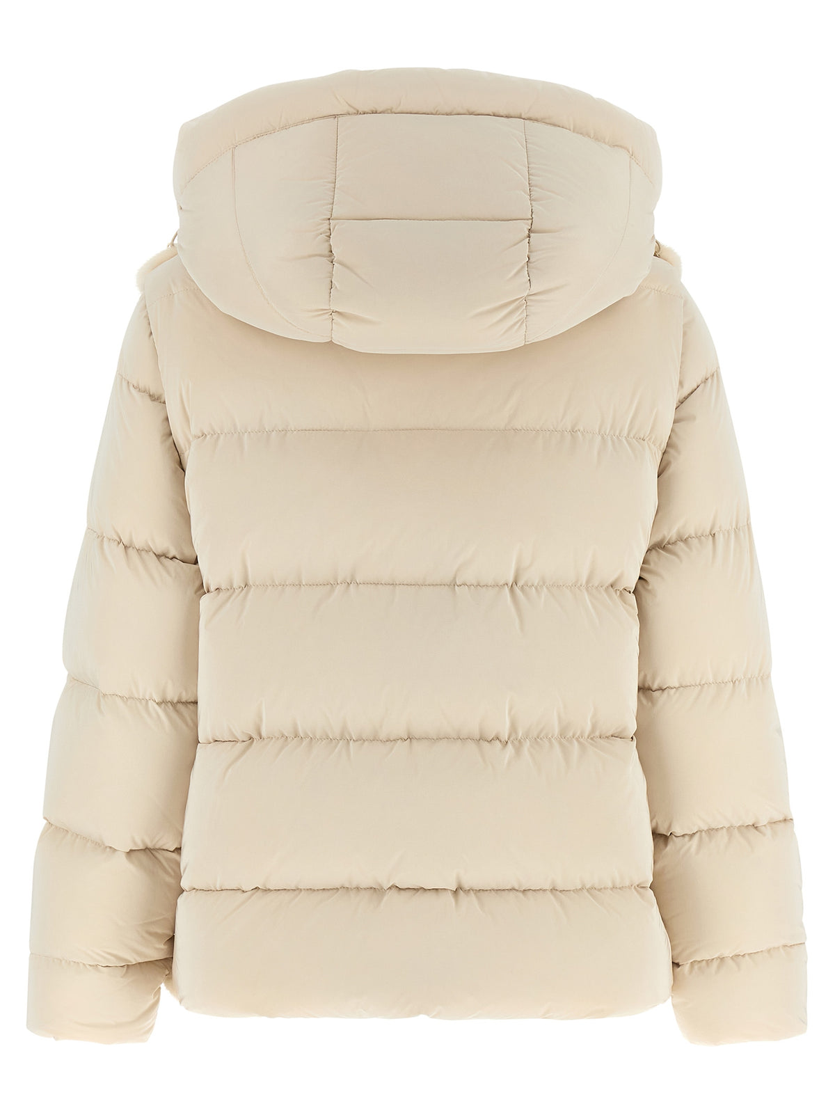 Hooded Jacket by MooRER for women in cashmere wool white showcases a contemporary silhouette, detailed with a contemporary hooded neckline and premium hooded, insulated & windproof for a sophisticated finish.