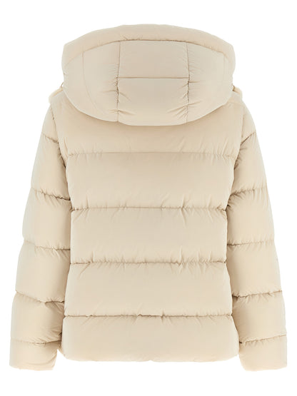 Hooded Jacket by MooRER for women in cashmere wool white showcases a contemporary silhouette, detailed with a contemporary hooded neckline and premium hooded, insulated & windproof for a sophisticated finish.