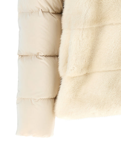 Hooded Jacket by MooRER for women in cashmere wool white presents a authentic silhouette, artfully detailed with a authentic and functional hooded, insulated & windproof for a premium authentic finish.