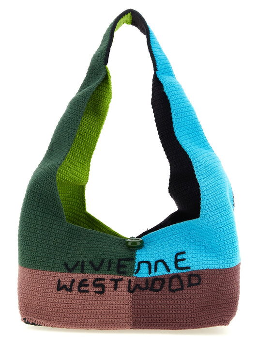 Shoulder Bag by Vivienne Westwood for women in cotton multicolor, signature & patchwork features a effortless sophistication silhouette, secured by a button with ample and versatile shoulder-strap & handle for a effortless sophistication finish.