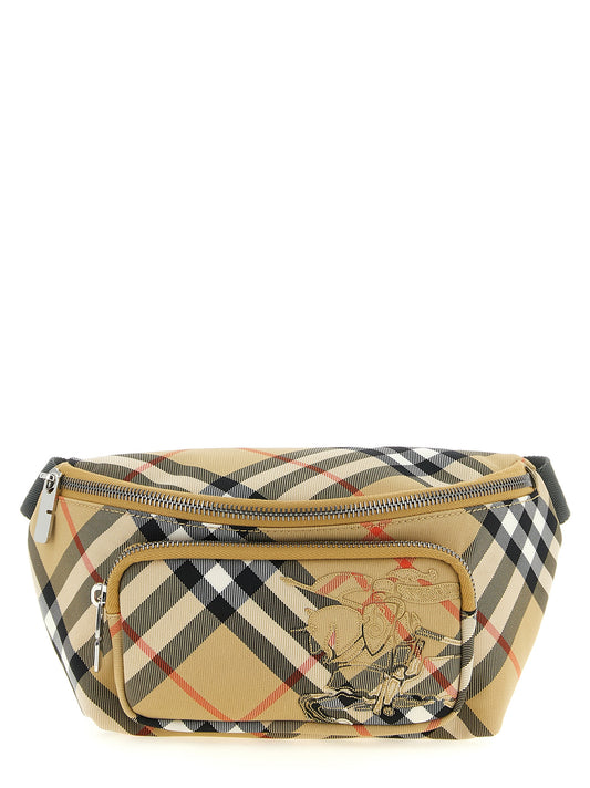 Compact 2-in-1 Shoulder & Crossbody Messenger Bag by Burberry for men in polyester polyurethane & metal beige, black, red, sand & silver features a distinguished Polyester Polyurethane & Metal Compact 2-in-1 Shoulder Crossbody Messenger Bag design with a secure zipper & buckle, ample , and versatile crossbody-strap & adjustable-strap for a distinguished look.