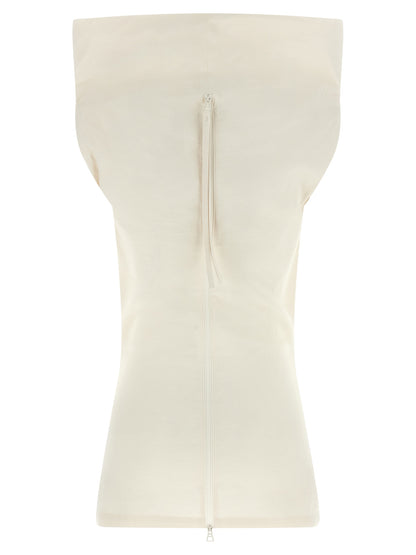 Blouse by Issey Miyake for women in cotton nylon polyester & polyurethane cream & white features an architectural silhouette with a refined and elegant for a architectural look.