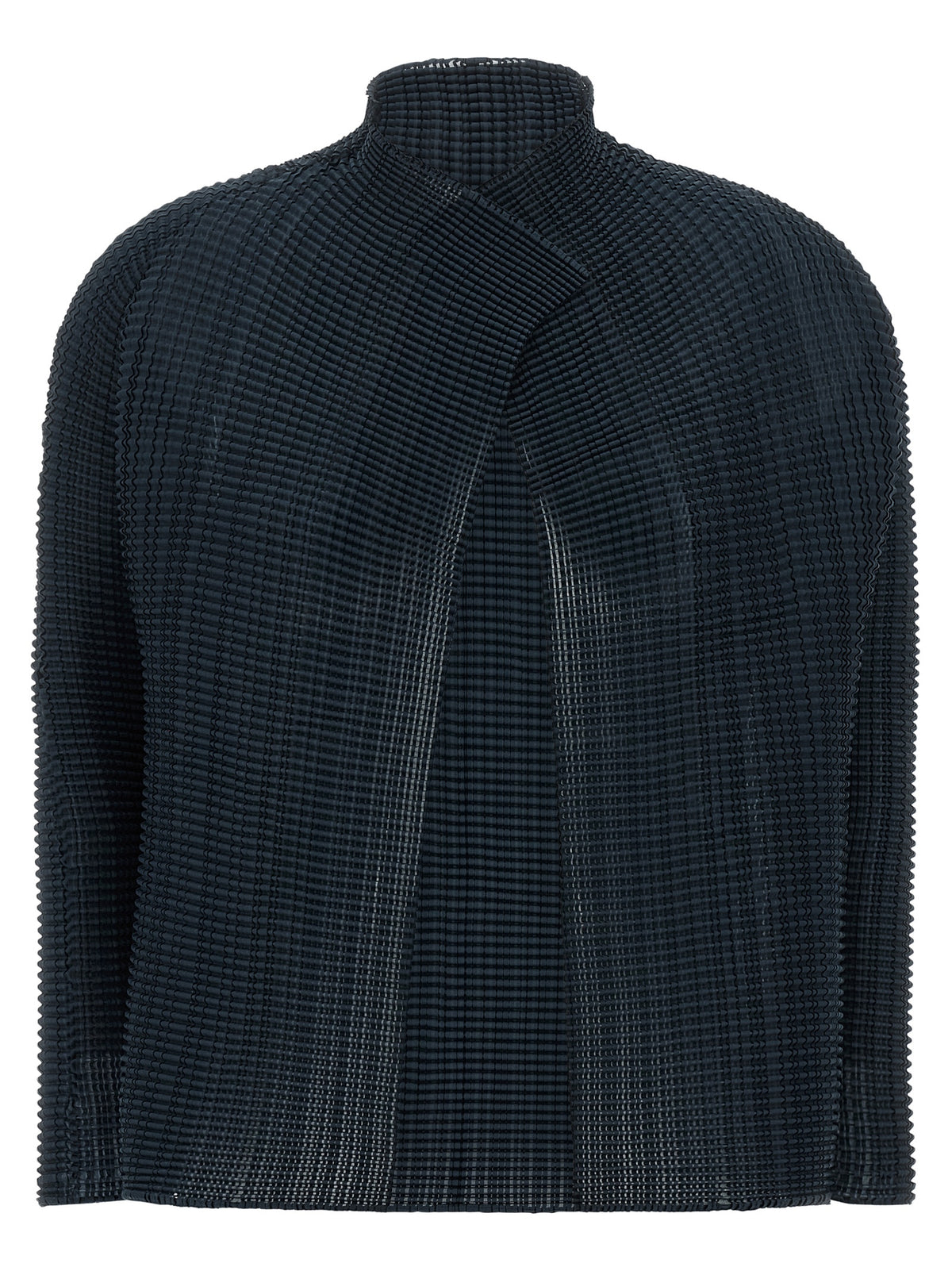 Cardigan by Issey Miyake for women in polyester dark-blue presents a textural silhouette, artfully finished with a textural high-neck neckline and long-sleeve for a sophisticated, textural look.