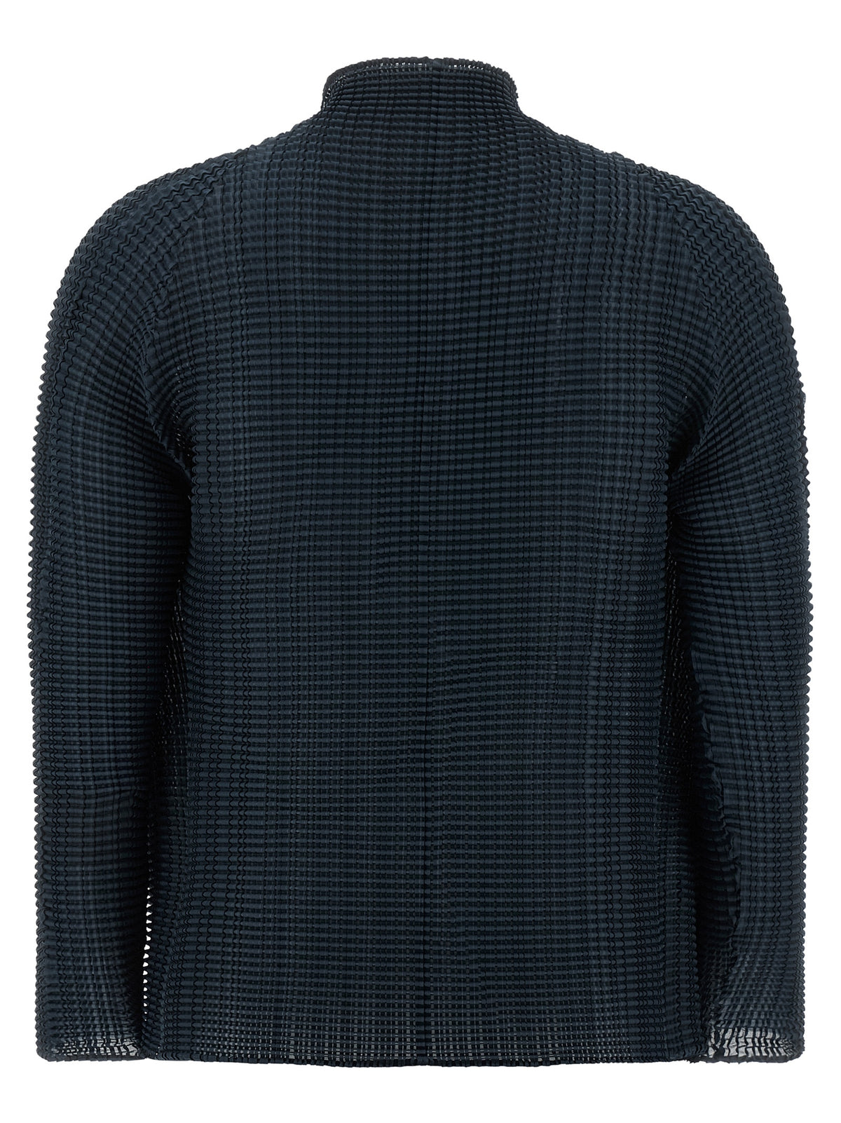 Cardigan by Issey Miyake for women in polyester dark-blue features a nuanced silhouette with a refined high-neck neckline and nuanced detailing for a sophisticated look.